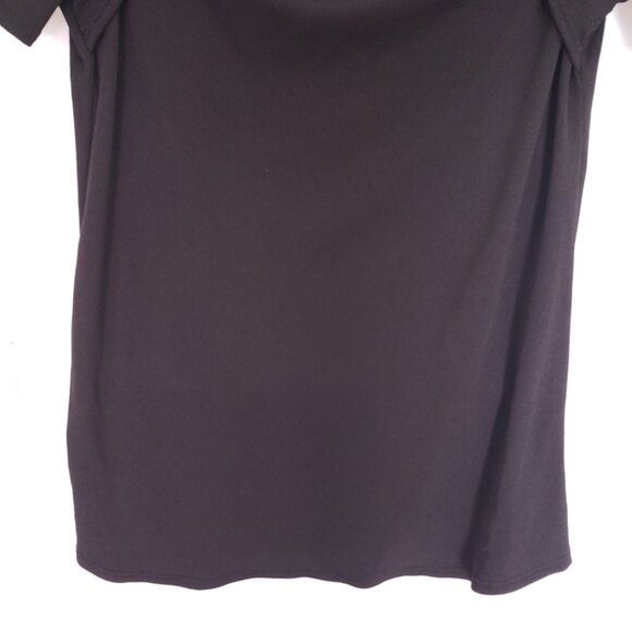 Bombom Women Black Short Sleeve Unique Cut Shirt Blouse Size Small Made in USA - Picture 5 of 13